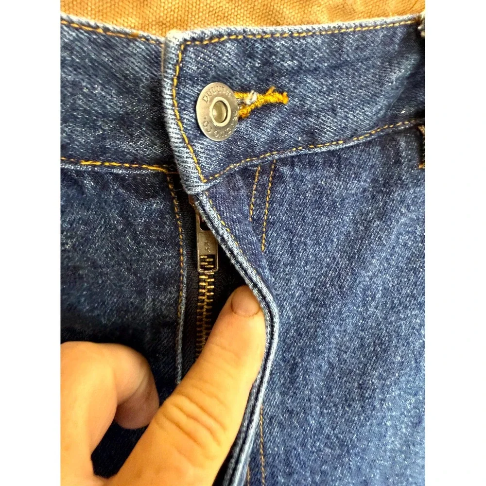 Duluth Ballroom Carpenter Jeans Mens 48x30 Blue Cotton Straight Leg Hammer Loop